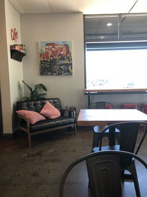 Plenty of interior space for studying, hanging out, and eating  at Mud Pie Vegan Bakery and Coffee in Mission