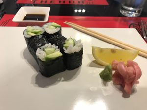 Cucumber avocado rolls at The Hub 7 in Dubai