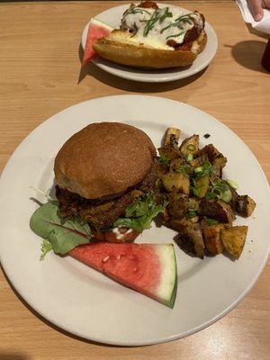 black bean burger and roasted potatoes   at The Bark in Tallahassee