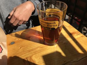 beer!! at Sausage Garten in Leavenworth