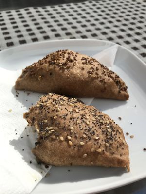 Empanadas. I couldn’t choose so I picked both. Very about that Because they where equally good!  at Armazem Integral in Portimao