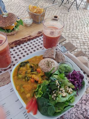 Pumpkin curry and beyond burguer at Armazem Integral in Portimao