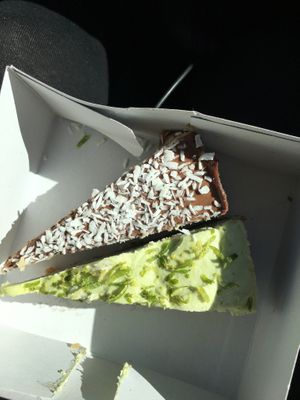 Vegan cheesecake - cocoa & coconut and lime  at Armazem Integral in Portimao