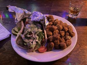 Fried tofu pita and okra   at The Earl in Atlanta