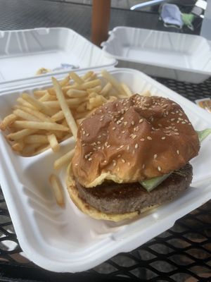 Impossible burger and fries at The Earl in Atlanta