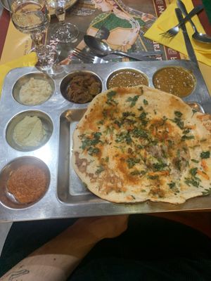 Coriander bread and different sauces  at Krishna Bhavan - 10eme in Paris
