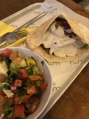Fatoush salad with felafel your way sandwich  at Umi Falafel in Belfast