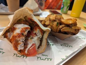 Palestinian falafel with batata hara at Umi Falafel in Belfast