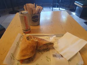 Palestine wrap and cola at Umi Falafel in Belfast