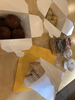 falafels, spinach rolls, basbousa at Umi Falafel in Belfast