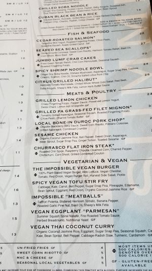 Vegan section at Harvest Seasonal Grill & Wine Bar in Moosic