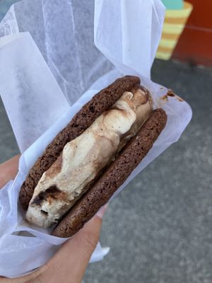 Café and chocolate sandwhich   at Cold Comfort in Victoria