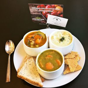 Soup sampler at Farm Fresh Cafe in Brunswick