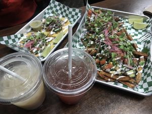 Vegan fries  and tacos at Masataco  in Whittier