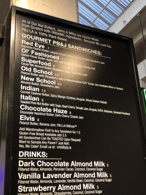 Menu at PBJ.LA in Los Angeles