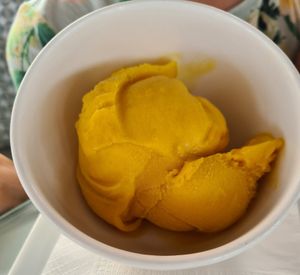 Mango sorbet at Akation Pastry Boutique in Naxos
