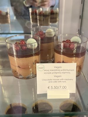 Vegan choc mousse  at Akation Pastry Boutique in Naxos