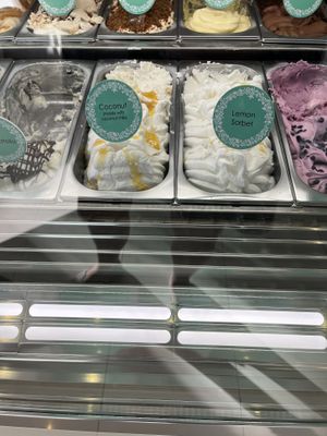 Coconut and lemon sorbet  at Akation Pastry Boutique in Naxos