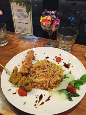 Mie Goreng with satay  at Vinny's Warung in Canggu