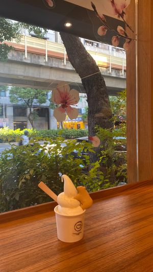 Soy soft serve in cup.  at Yiihotang 一禾堂 - Songshan District in Taipei