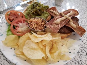 El Paso burger with veggie bacon at Spiral Diner & Bakery in Denton