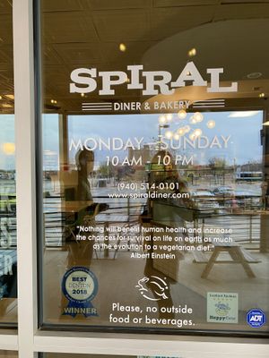 Windows sign at Spiral Diner & Bakery in Denton
