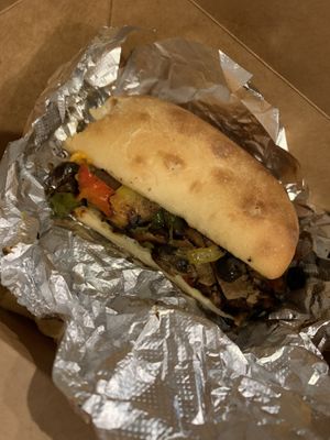 Chikn cheezsteak  at Spiral Diner & Bakery in Denton