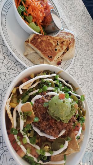 Burrito & Nachos at Spiral Diner & Bakery in Denton