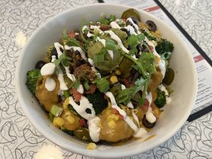 Grilled broccolis and taco salad (think it was on a special menu once before?)  at Spiral Diner & Bakery in Denton