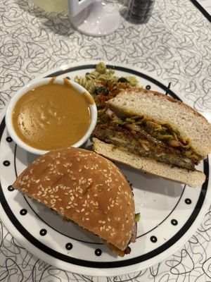 Frito pie burger (monthly special)  at Spiral Diner & Bakery in Denton