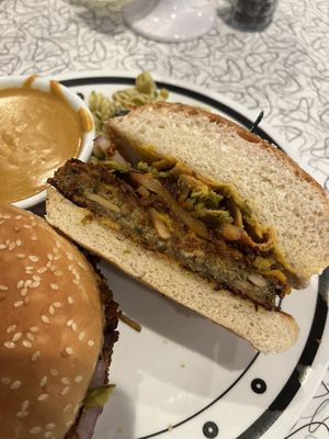 Frito pie burger (monthly special)  at Spiral Diner & Bakery in Denton