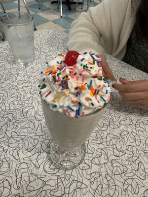 Vanilla ice cream sundae  at Spiral Diner & Bakery in Denton