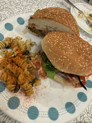 Bacon Ranch Cheeseburger with the Cashew Quinoa patty  at Spiral Diner & Bakery in Denton