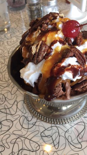 Turtle Brownie Sundae at Spiral Diner & Bakery in Denton