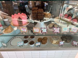 Dessert case at Spiral Diner & Bakery in Denton