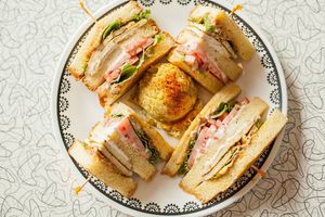 The "Mitch" Tofu Club Sandwich at Spiral Diner & Bakery in Denton