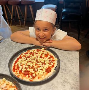Eva Manro the Birthday girl at her Pizza making party  at Pizza Express - Southgate Centre in Bath