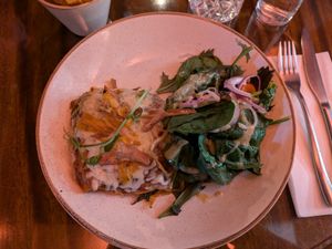 Vegan lasagne with salad at Petronella in Kilkenny