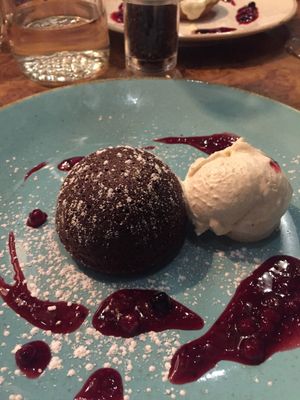 Vegan chocolate fondant  at Petronella in Kilkenny