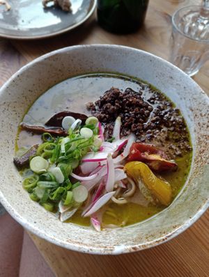 Lentil ramen at Le Bec Jaune in Morzine