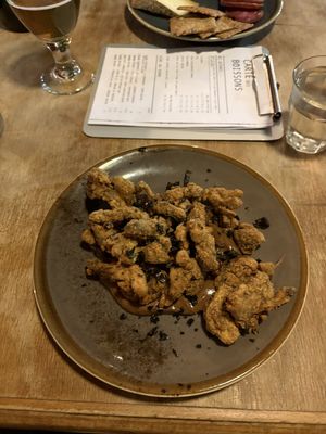 Oyster mushroom nuggets (made vegan)  at Le Bec Jaune in Morzine