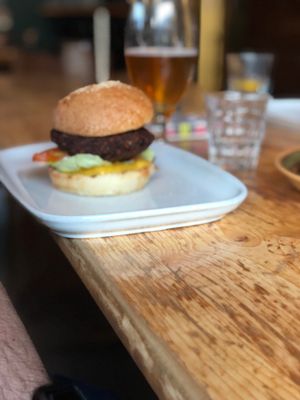 Delicious bean burger at Le Bec Jaune in Morzine