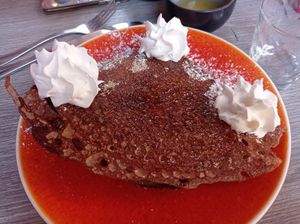 Crêpe sucrée au citron et chantilly végétale at La Crêperie des Alpes in Aix-les-bains