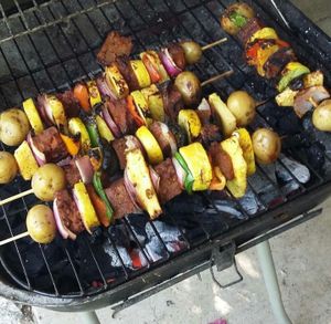 Seitan skewers  at Tapatio Vegan Tacos - Food Trailer in San Antonio