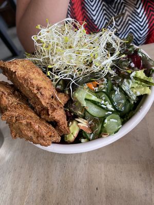 A salad bowl at Huacamole Vegan Food in San Pedro