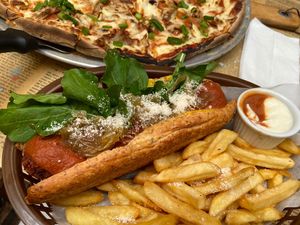 Meatballs sandwich at Huacamole Vegan Food in San Pedro