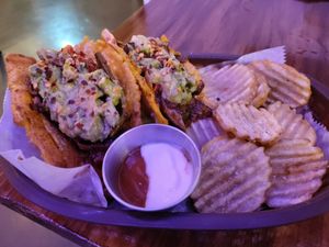 Patacones tacos! at Huacamole Vegan Food in San Pedro