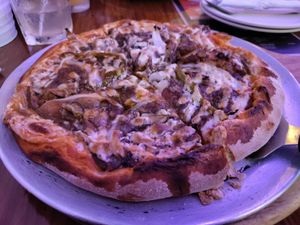 Pizza supreme at Huacamole Vegan Food in San Pedro