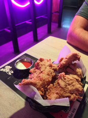 Oyster mushroom 'chicken' wedges at Huacamole Vegan Food in San Pedro