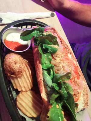 Meat ball sandwich at Huacamole Vegan Food in San Pedro